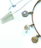 Liz Palacios SF Leather Swarovski Crystal Charm Bracelet