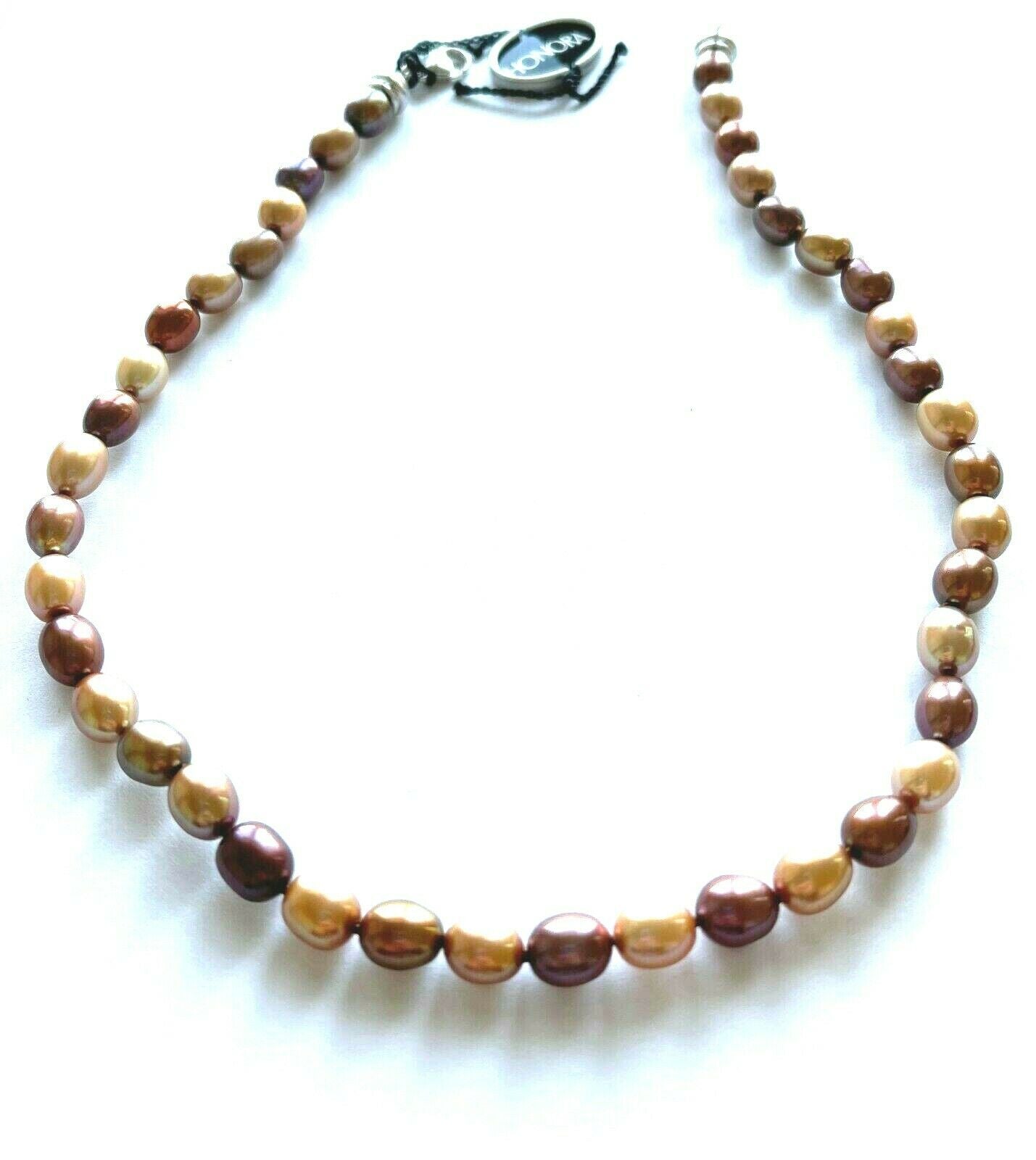 Honora 925 Chocolate Mocha and Champagne Freshwater Pearl Graduated Necklace 18