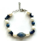 Vintage Freshwater Pearl with Blue Stones Bracelet