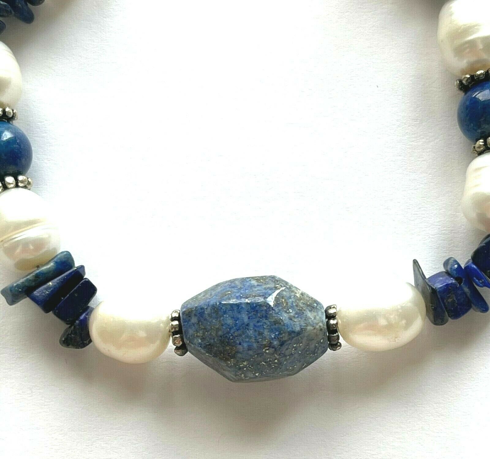 Vintage Freshwater Pearl with Blue Stones Bracelet