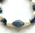 Vintage Freshwater Pearl with Blue Stones Bracelet
