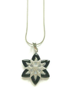 EA 925 Silver CZ Stone Star Shaped Black Pendant Necklace 16
