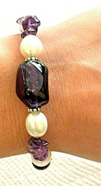 Vintage Freshwater Pearl with Purple Stones Bracelet