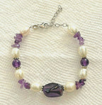 Vintage Freshwater Pearl with Purple Stones Bracelet