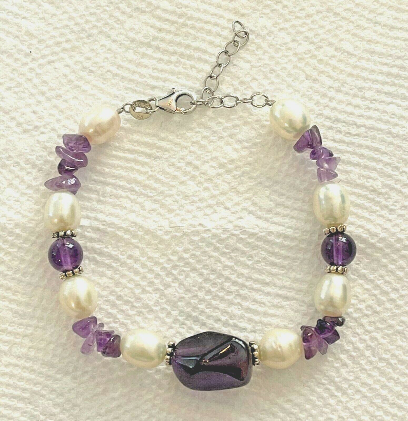 Vintage Freshwater Pearl with Purple Stones Bracelet