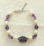 Vintage Freshwater Pearl with Purple Stones Bracelet
