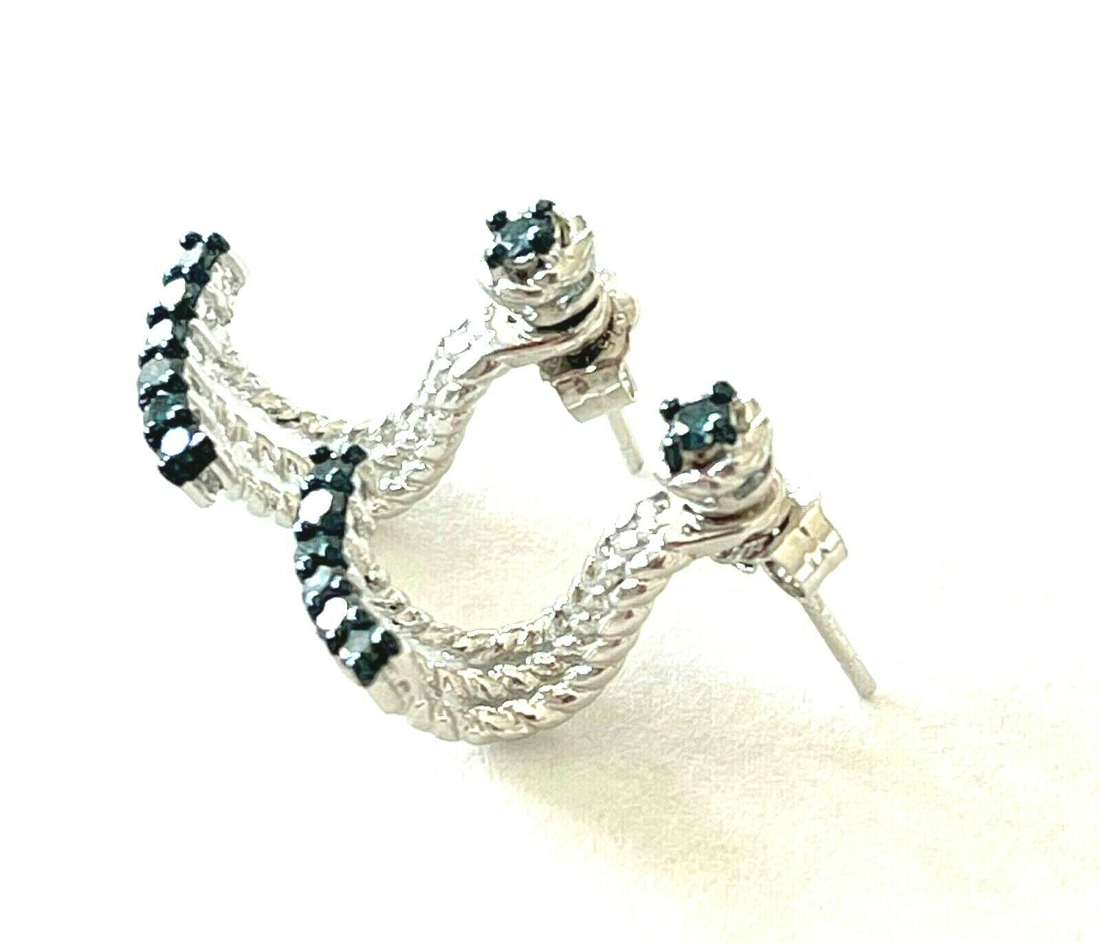 Sterling Silver and Pave Topaz Drop Dangle Earrings JS 925