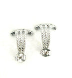 Sterling Silver and Pave Topaz Drop Dangle Earrings JS 925