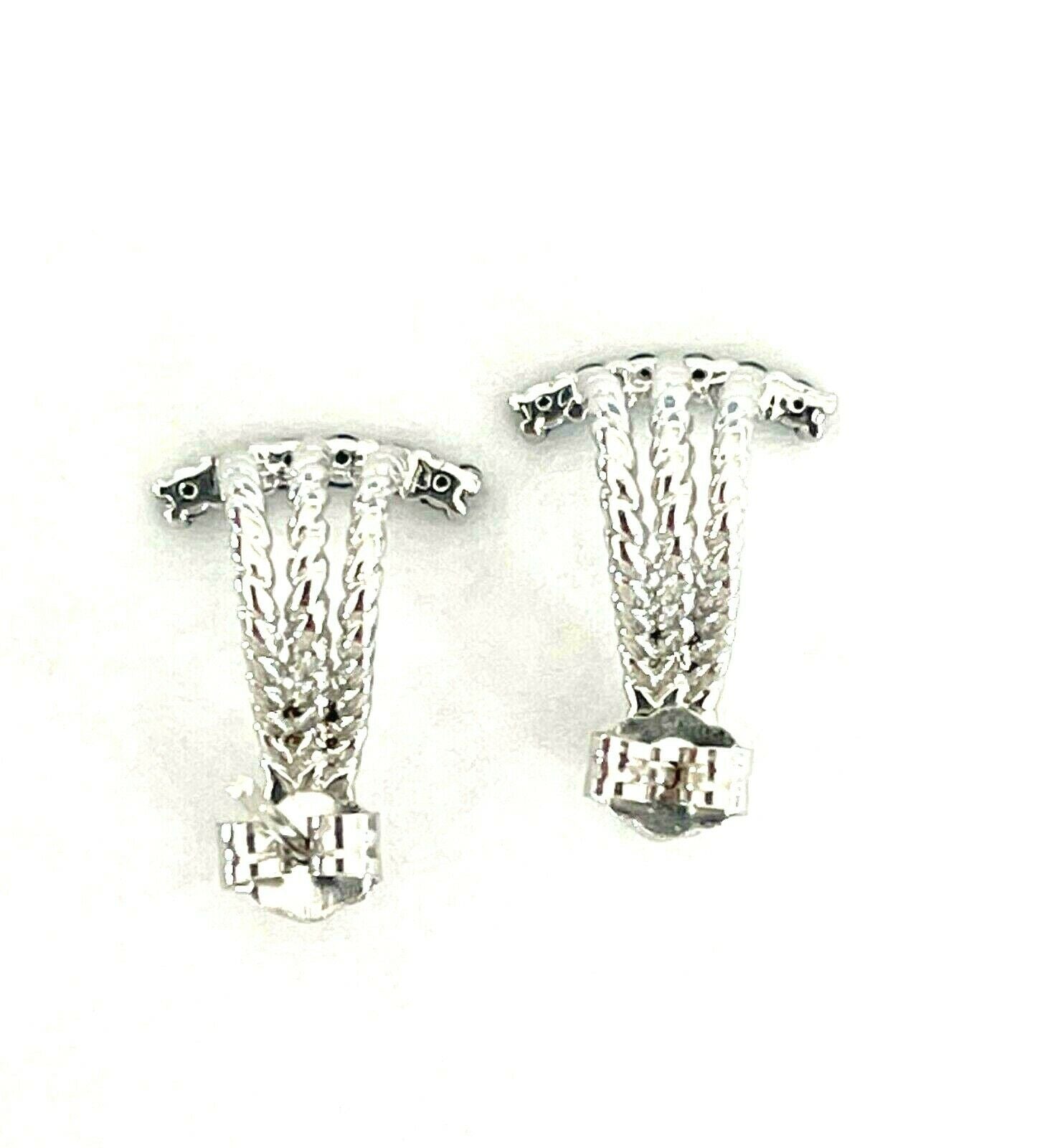 Sterling Silver and Pave Topaz Drop Dangle Earrings JS 925