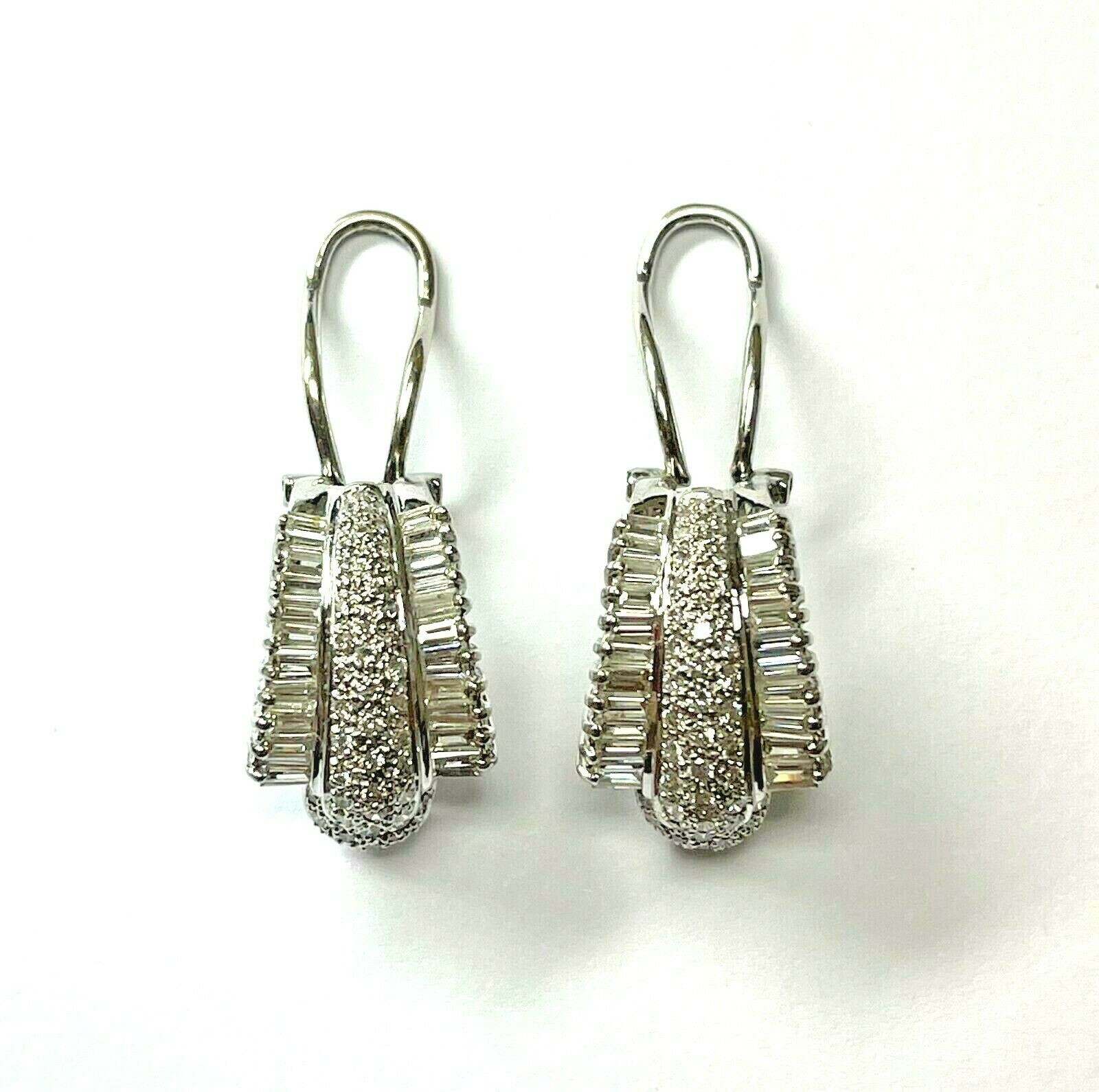 18K White Gold and Diamond Drop Post Earrings