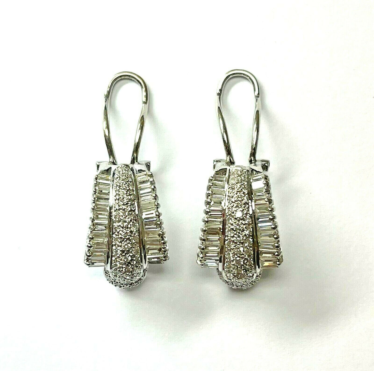 18K White Gold and Diamond Drop Post Earrings