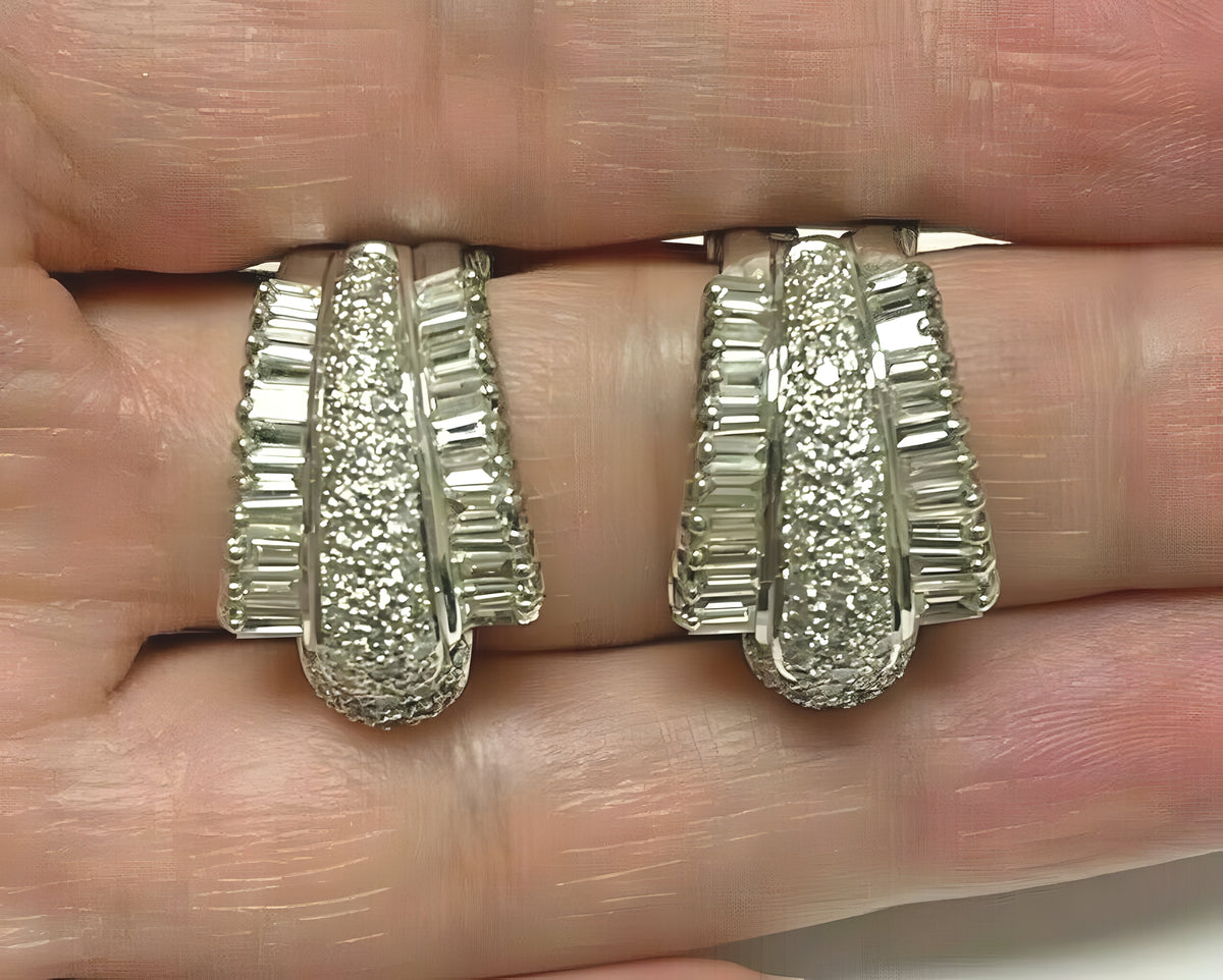 18K White Gold and Diamond Drop Post Earrings