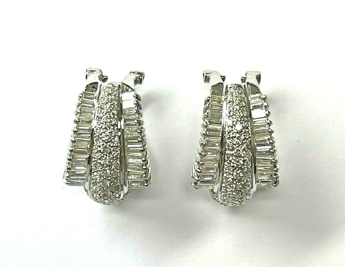 18K White Gold and Diamond Drop Post Earrings