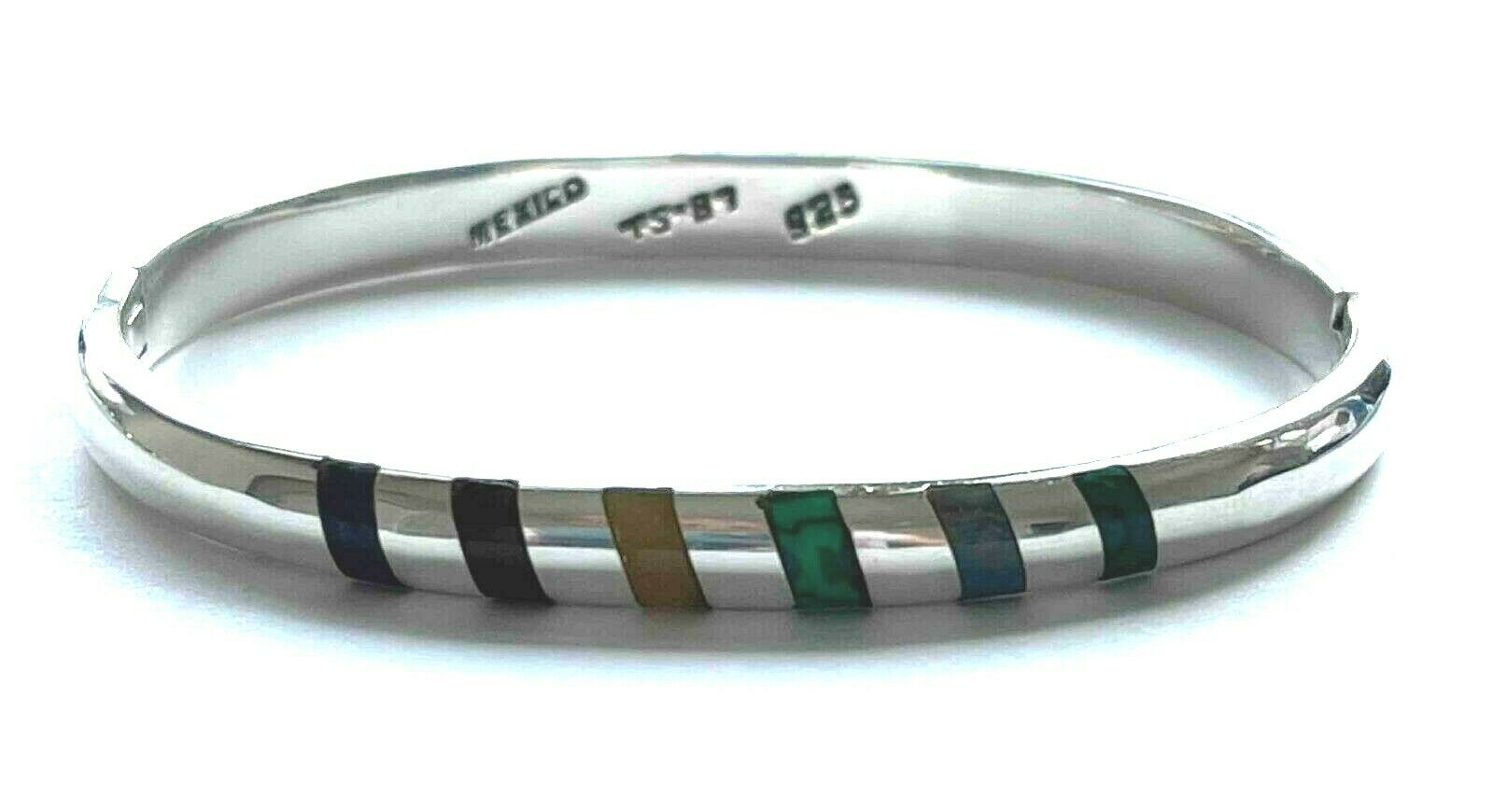 Vintage Mexico 925 Sterling Multi Color Gemstone Bracelet