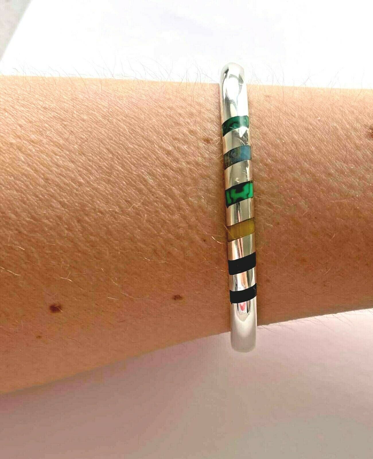 Vintage Mexico 925 Sterling Multi Color Gemstone Bracelet