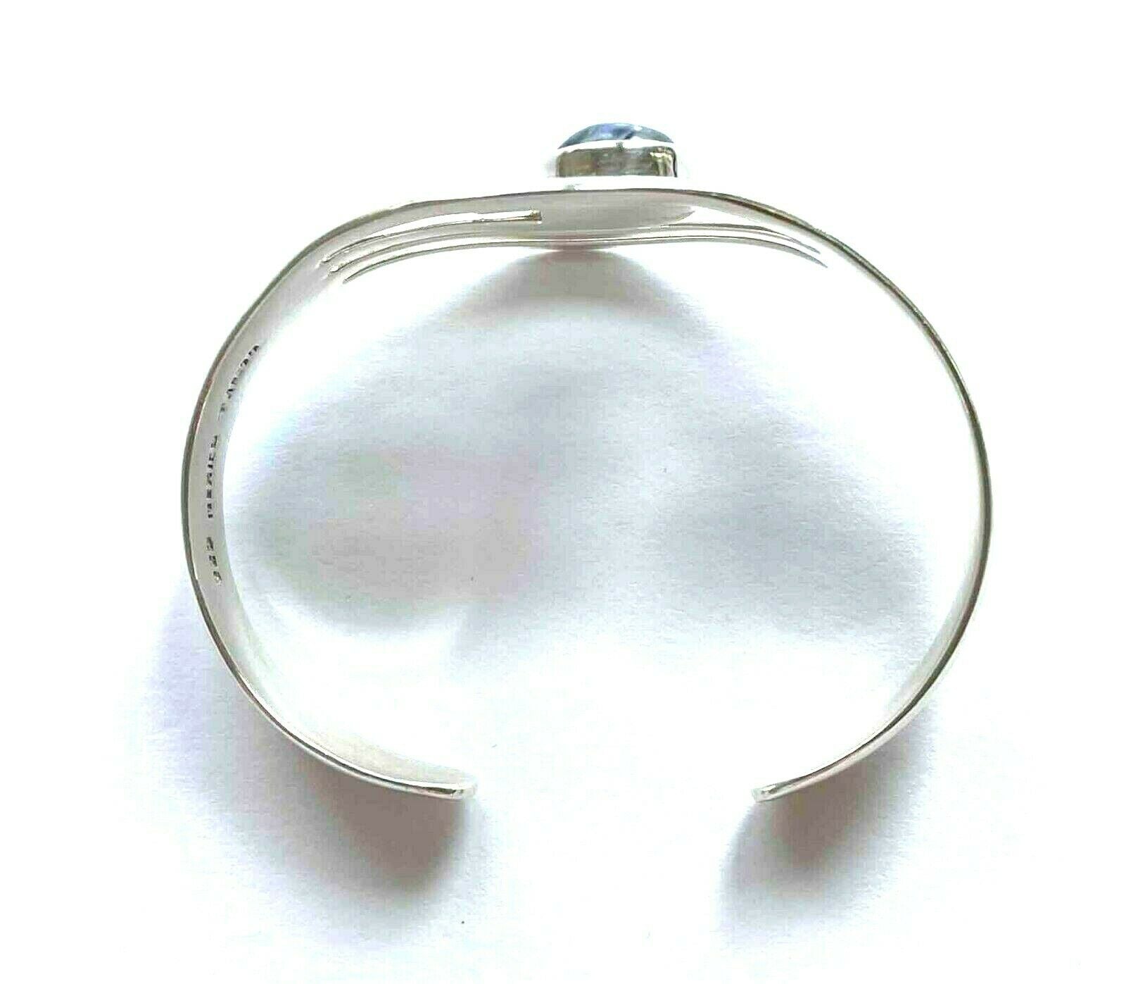 Mexico 925 Sterling TA-1177 Blue and white Stone Cuff Bracelet