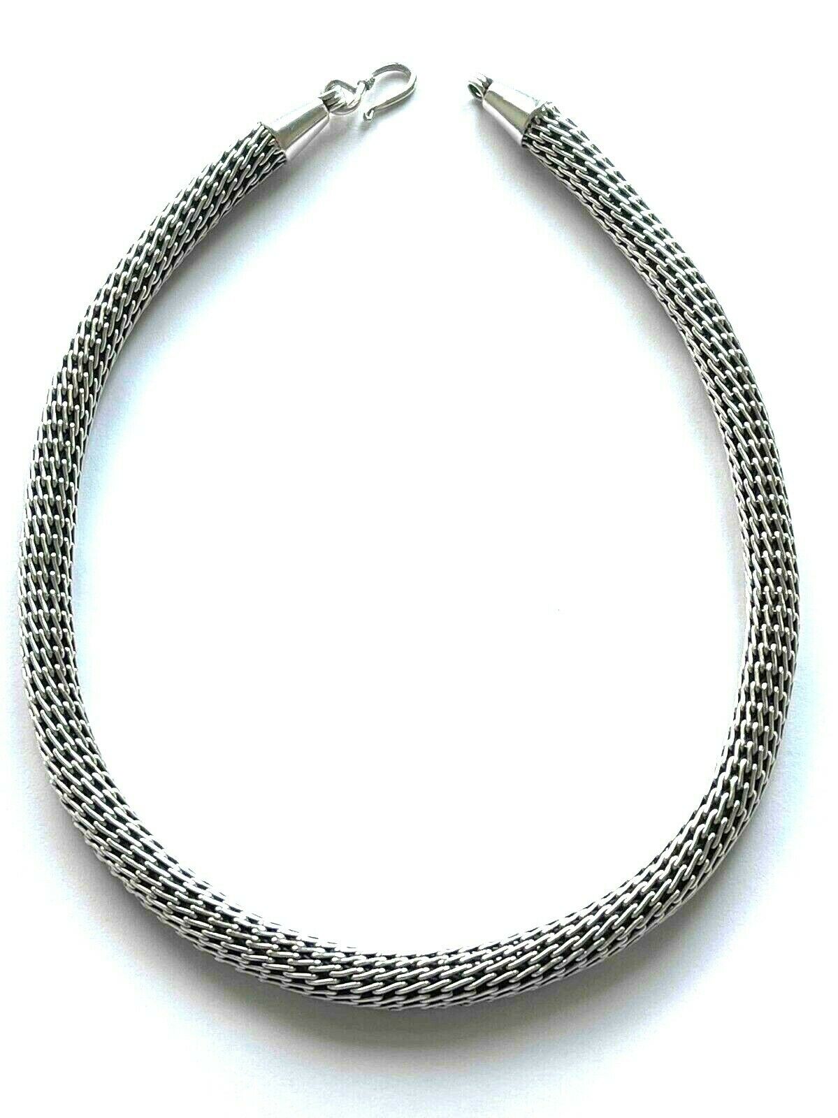 925 Sterling Viking Knit Weave Choker Necklace 17