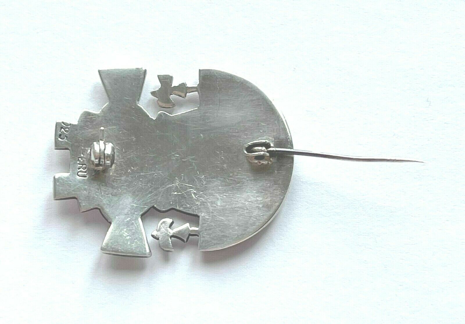 Vintage 925 Sterling Peruvian Signed Multicolor Brooch Pin