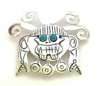 Vintage Mayan Warrior 925 Sterling and Turquoise Brooch/Pin or Pendant