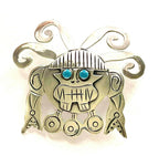 Vintage Mayan Warrior 925 Sterling and Turquoise Brooch/Pin or Pendant