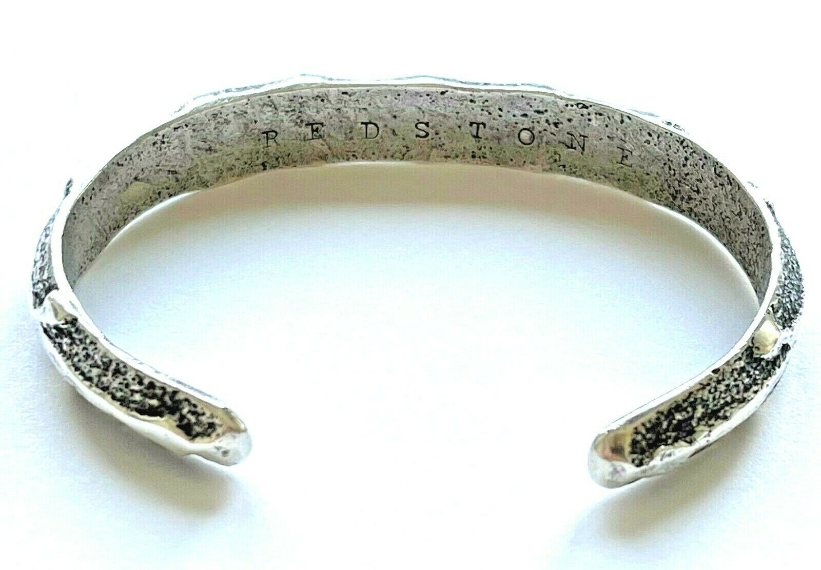 Vintage Sterling Silver Modernist Cuff Bracelet Signed R E D S T O N E
