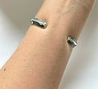 Vintage Sterling Silver Modernist Cuff Bracelet Signed R E D S T O N E