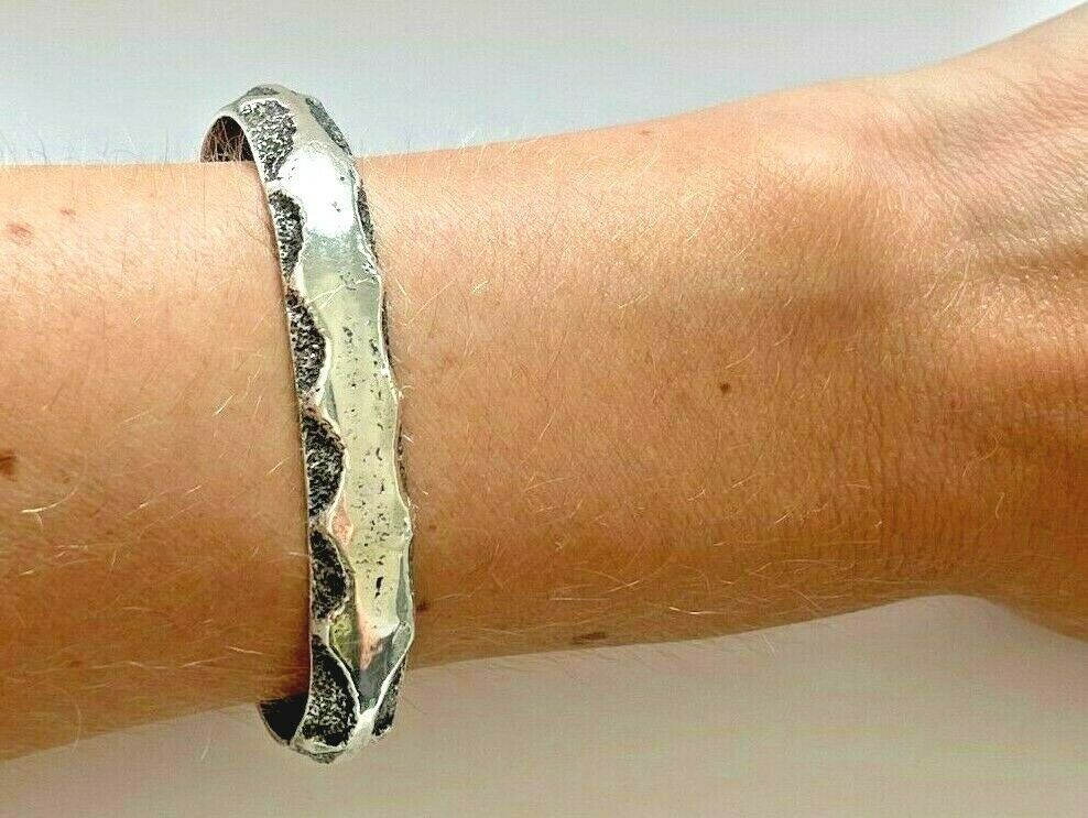 Vintage Sterling Silver Modernist Cuff Bracelet Signed R E D S T O N E