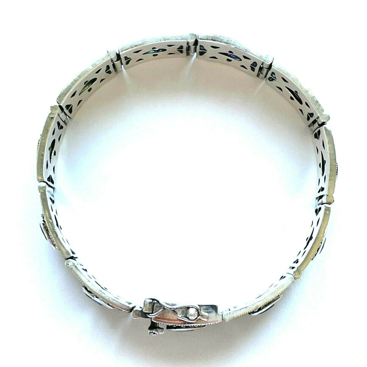 Vintage 925 Sterling Multicolor Gemstone Link Bracelet