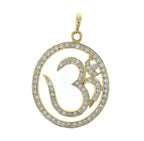 18k Yellow Gold 1.00ctw Pave Diamond Om Pendant Religious Jewelry