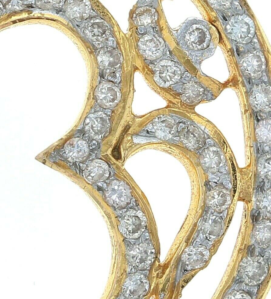 18k Yellow Gold 1.00ctw Pave Diamond Om Pendant Religious Jewelry