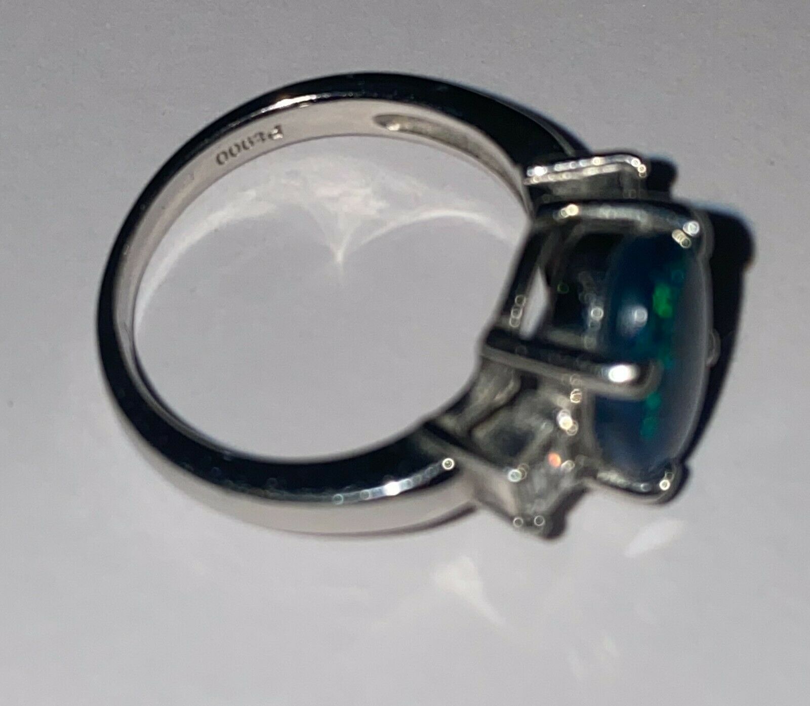 Platinum Opal and Diamond Ring