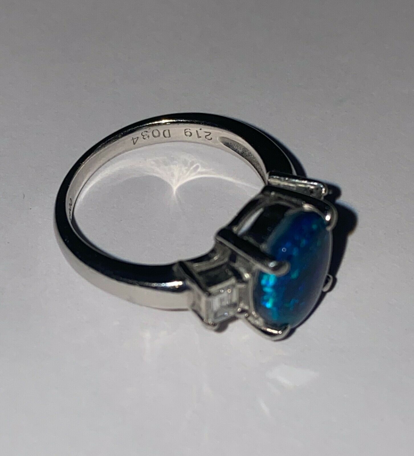 Platinum Opal and Diamond Ring