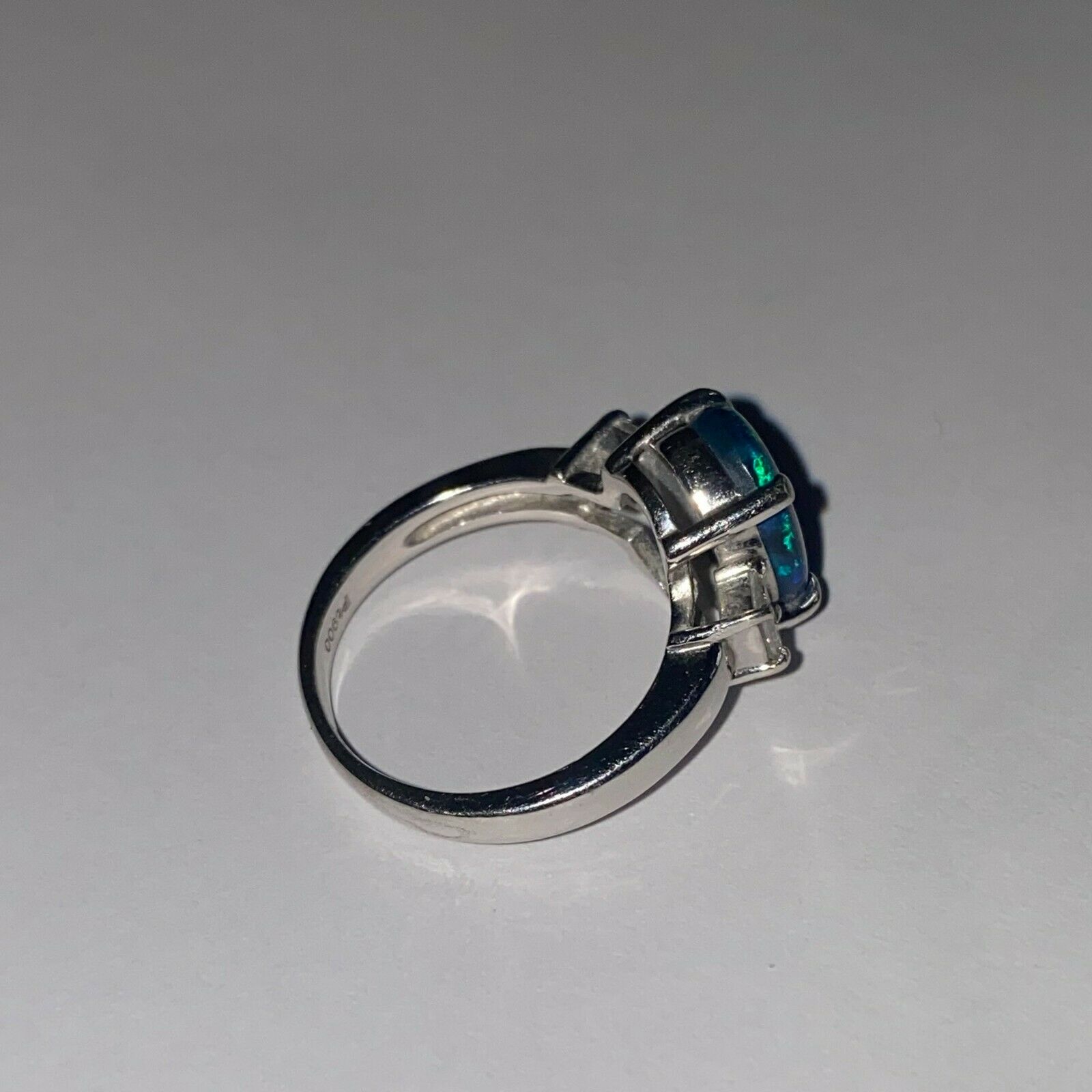 Platinum Opal and Diamond Ring