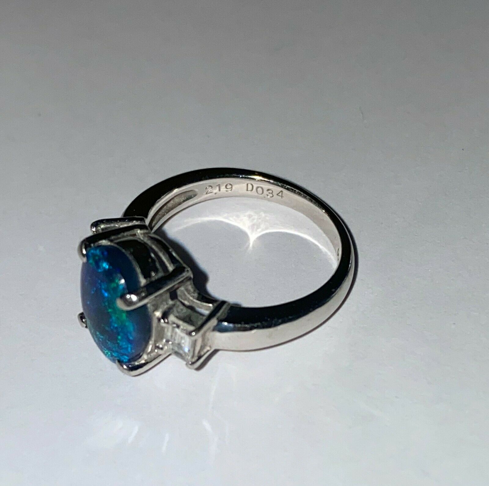 Platinum Opal and Diamond Ring