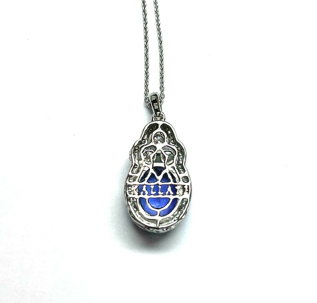 Kallati 14KT White Gold Oval 1.70ct Tanzanite and 0.57ctw Diamond Halo Pendant