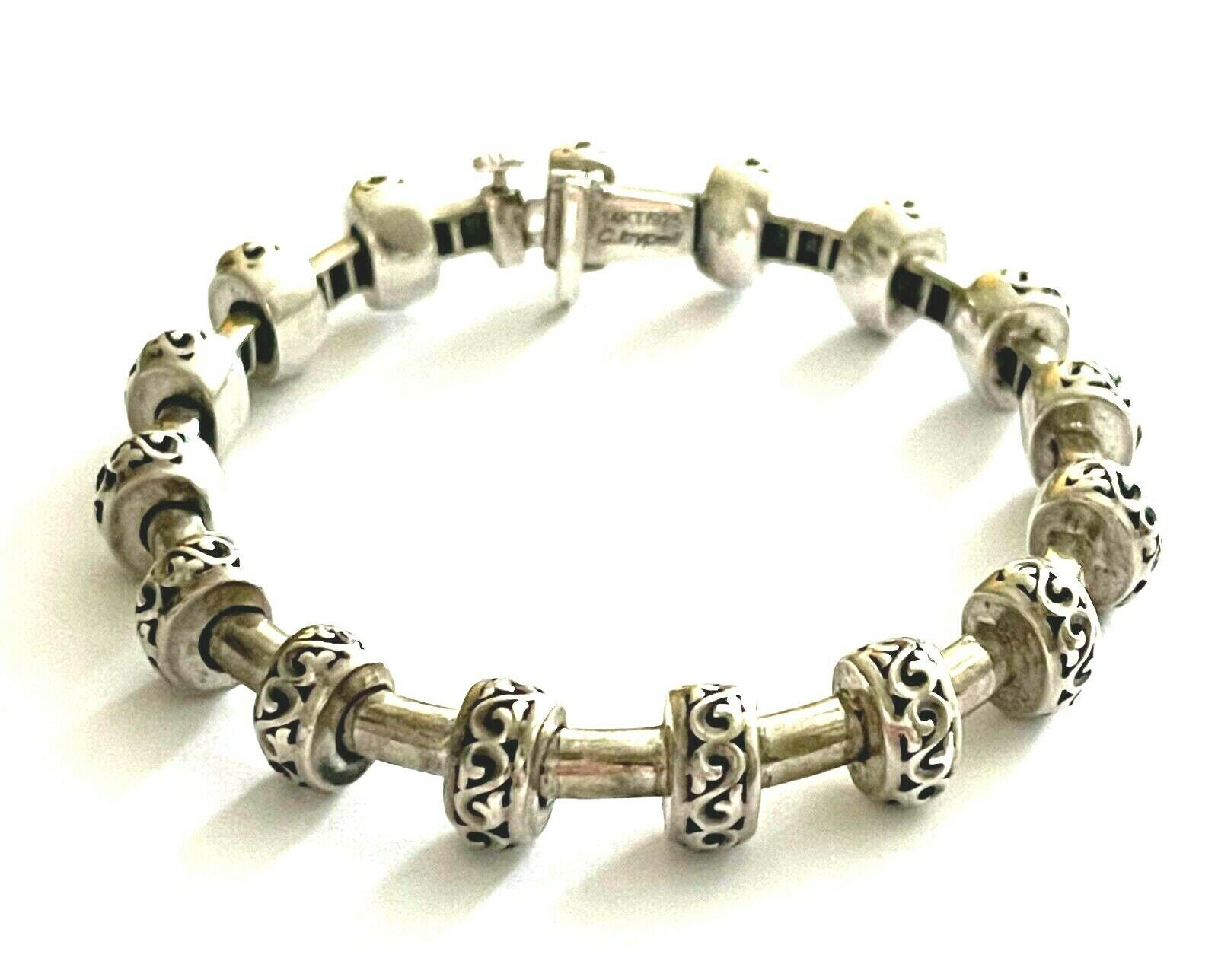 Charles Krypell Silver Ivy 14KT and 925 Sterling Small Tube Bracelet 7