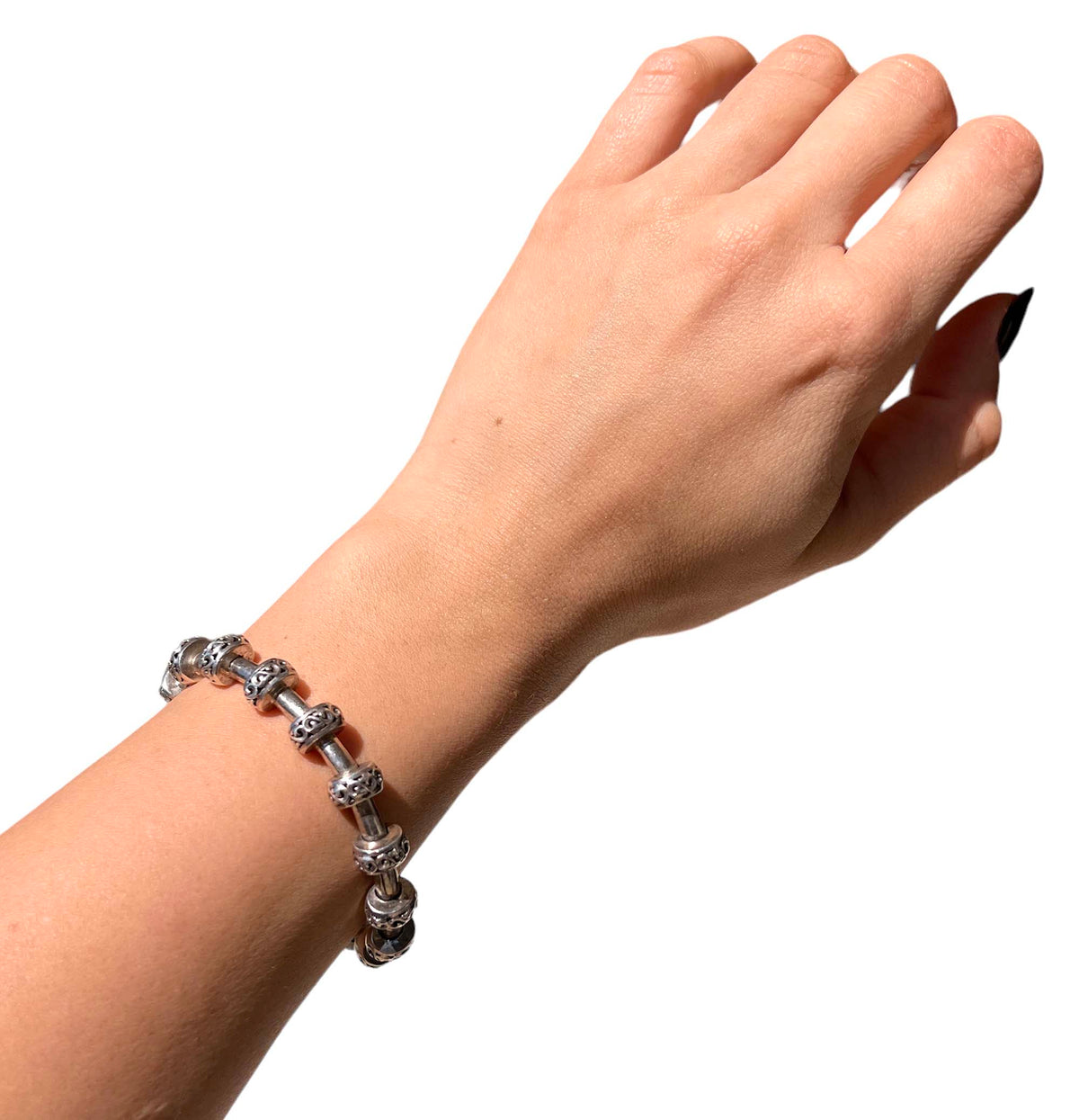 Charles Krypell Silver Ivy 14KT and 925 Sterling Small Tube Bracelet 7