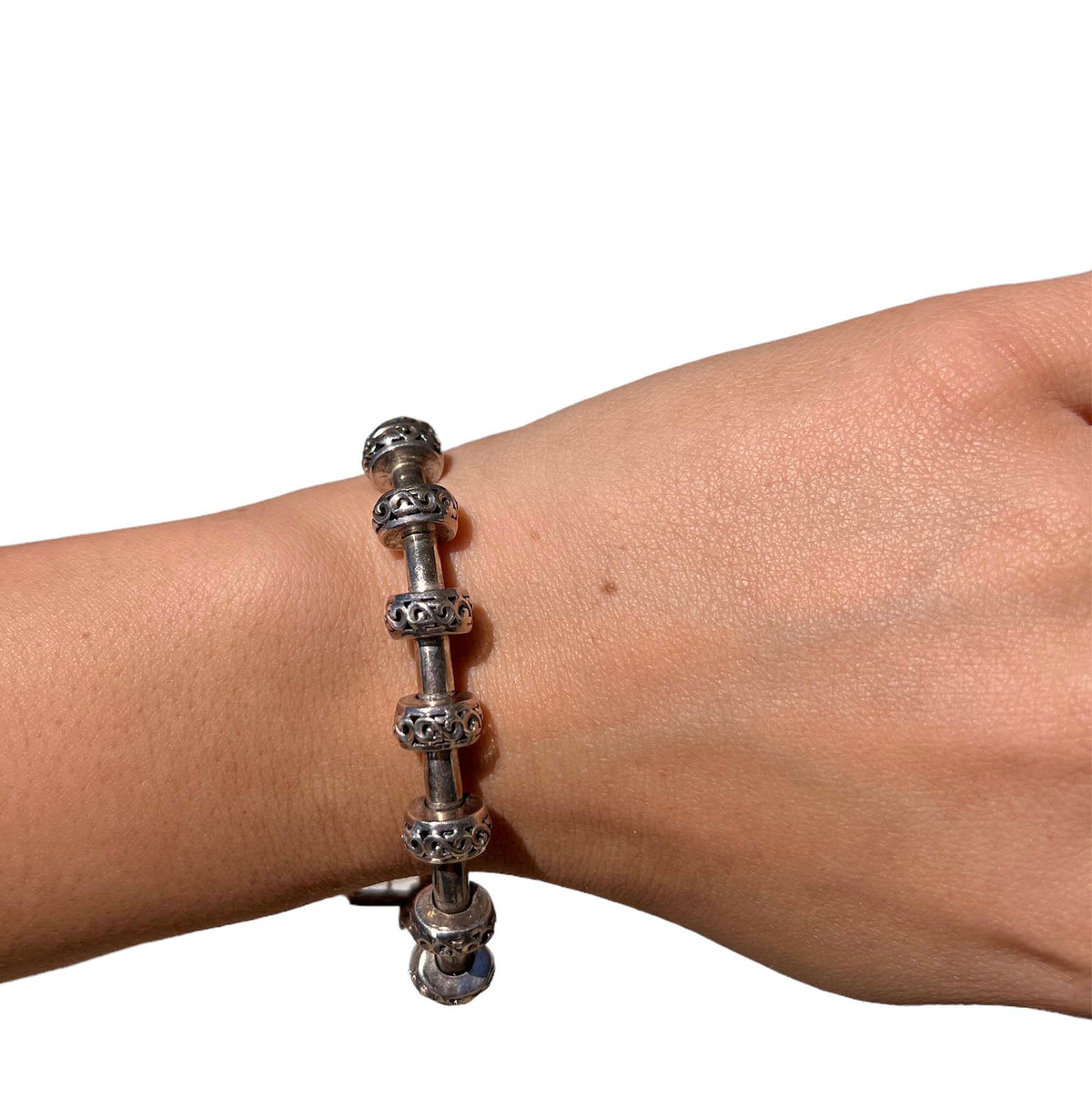 Charles Krypell Silver Ivy 14KT and 925 Sterling Small Tube Bracelet 7