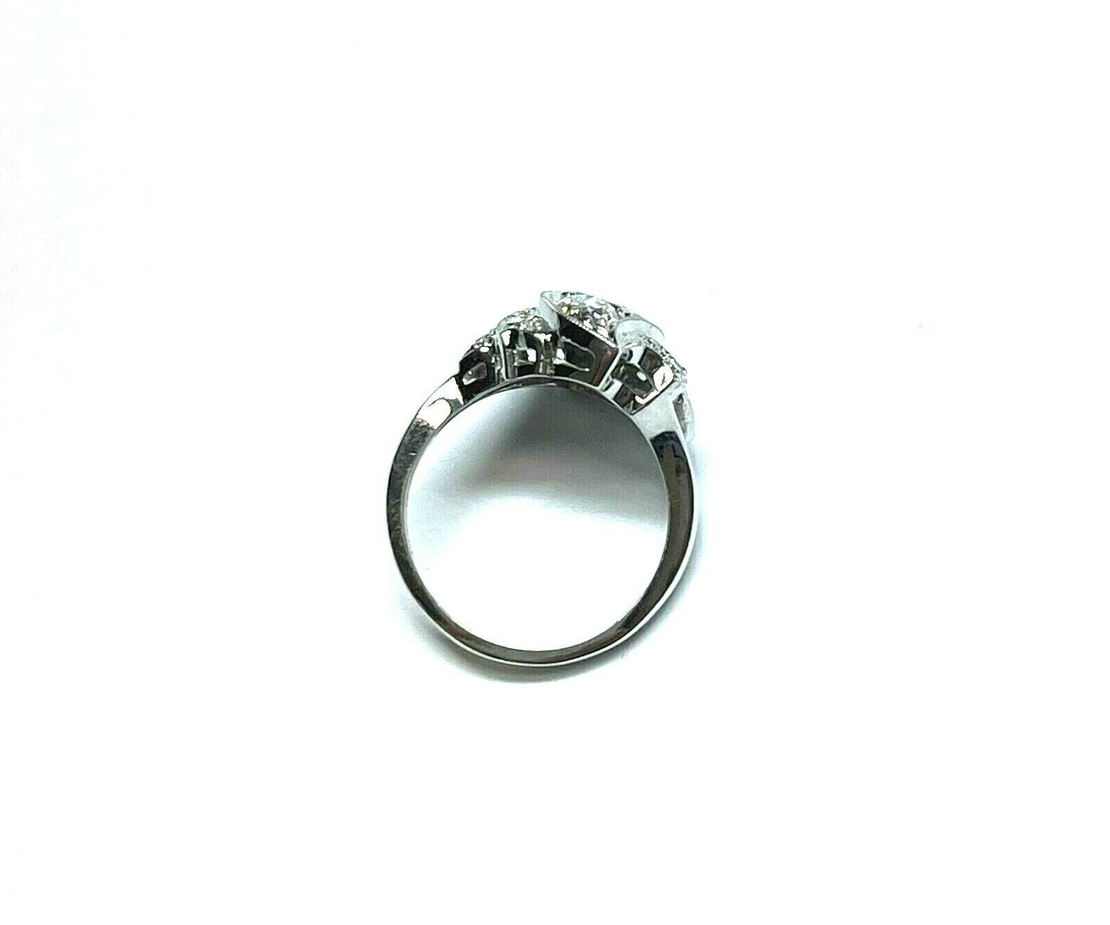 14kt White Gold Art Deco Diamond Ring Size 6