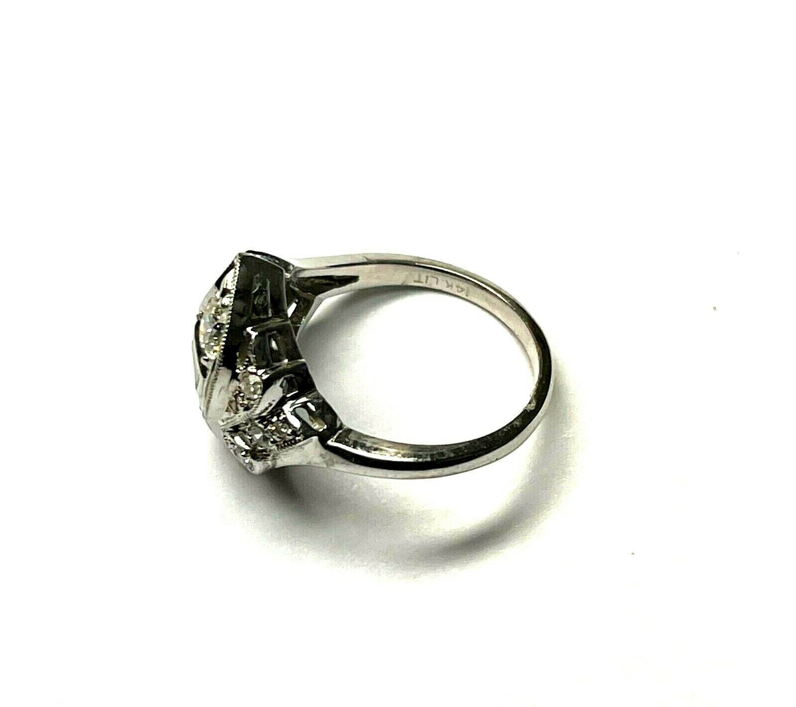 14kt White Gold Art Deco Diamond Ring Size 6