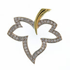 18KT White and Yellow Gold 1.00ctw Maple Leaf Pendant
