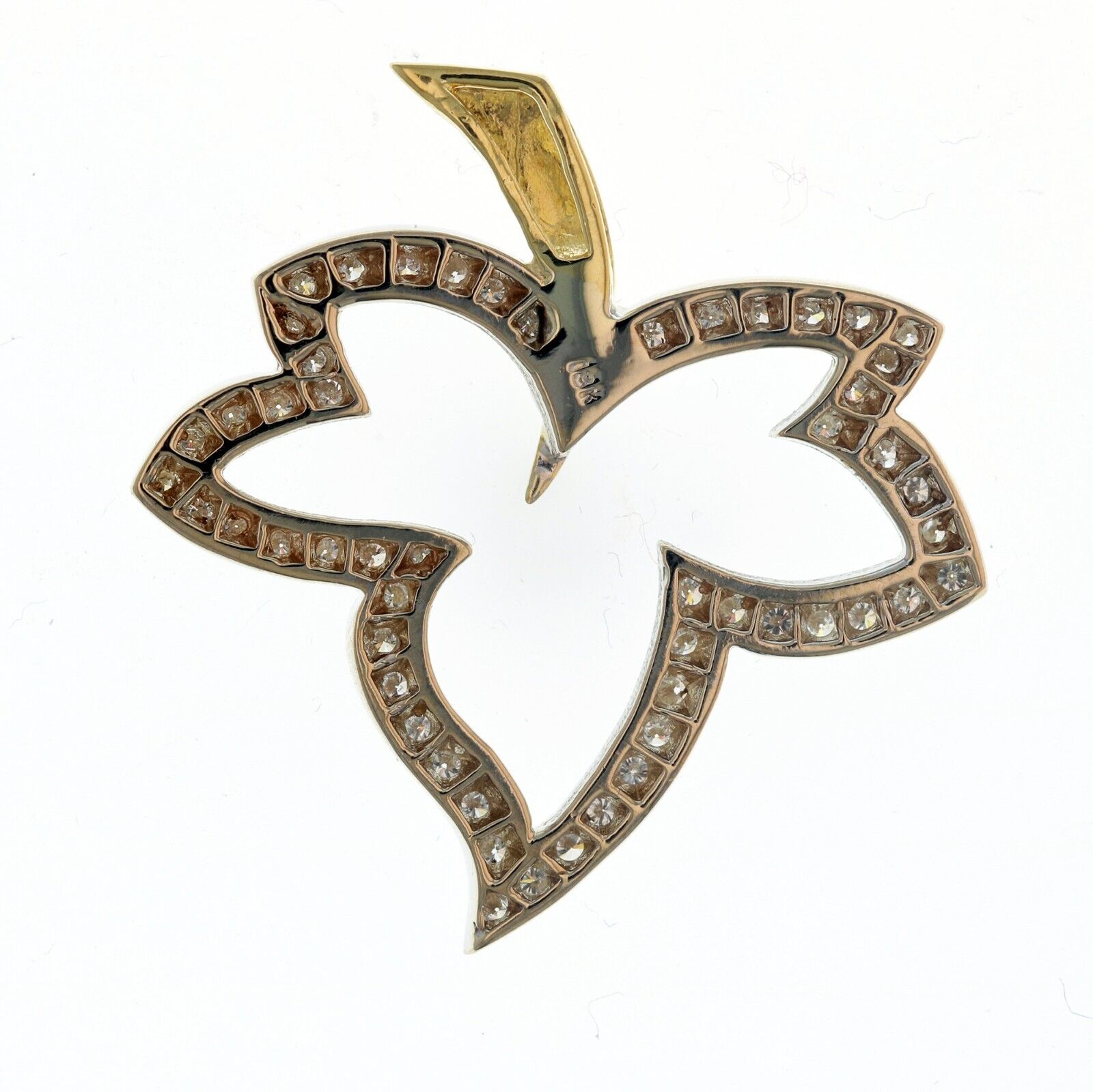 18KT White and Yellow Gold 1.00ctw Maple Leaf Pendant