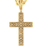 10kt/14kt Diamond Cross Pendant and Rope Chain