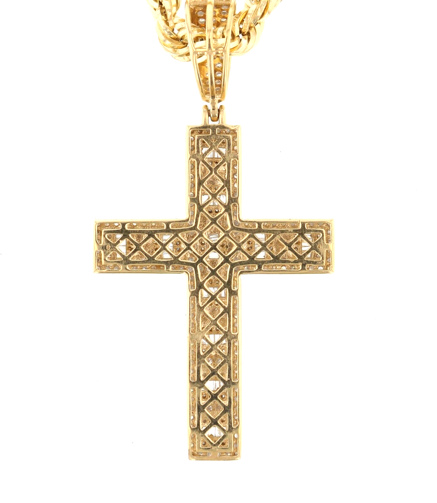 10kt/14kt Diamond Cross Pendant and Rope Chain