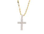 10kt/14kt Diamond Cross Pendant and Rope Chain