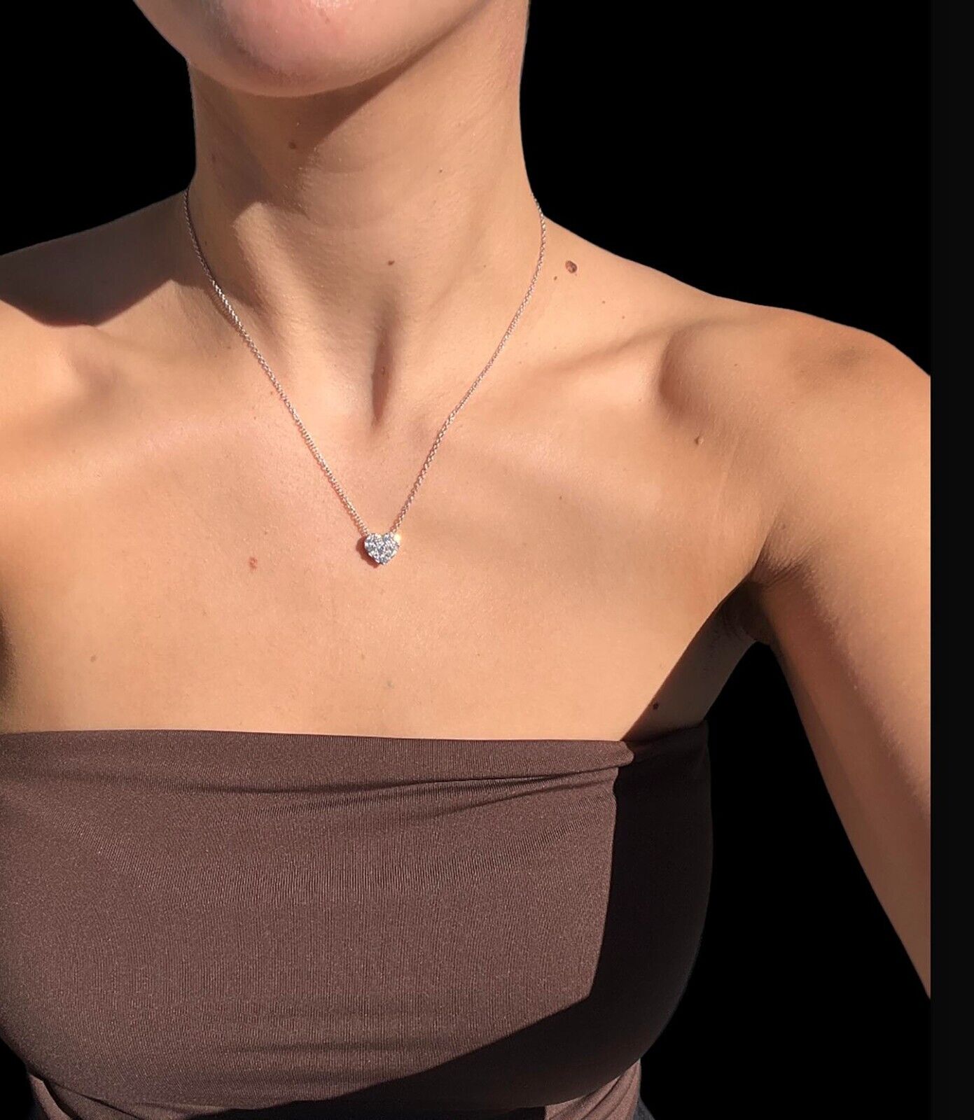 14kt White Gold .55 CTW Diamond Heart-Shaped Necklace