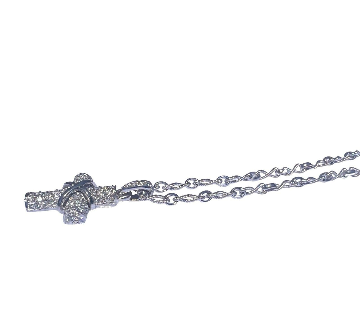 18k White Gold 0.50ctw Diamond Cross Pendant and Eternity Link Chain