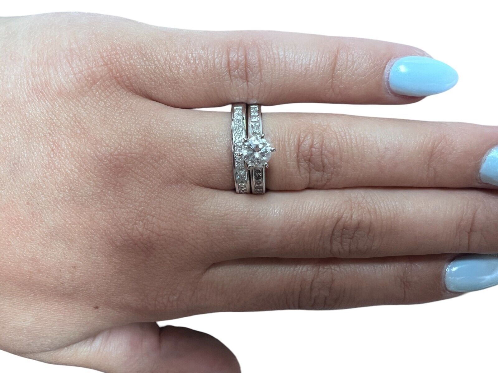 14K White Gold 1.77ctw Diamond Engagement Ring Set