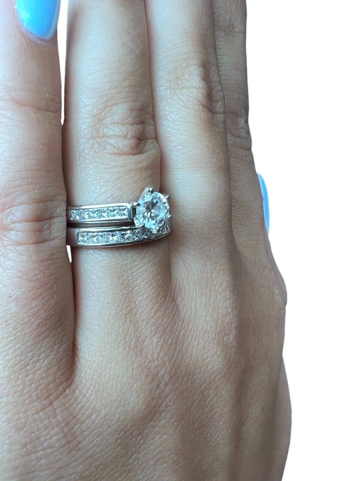 14K White Gold 1.77ctw Diamond Engagement Ring Set