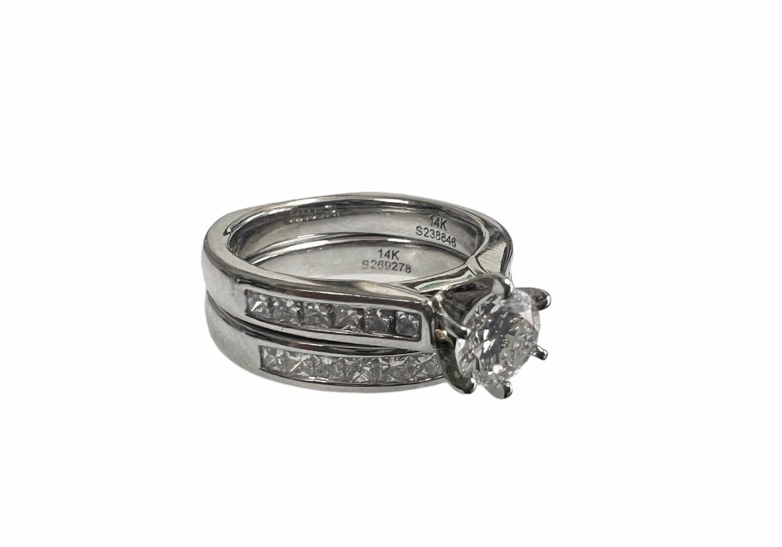 14K White Gold 1.77ctw Diamond Engagement Ring Set